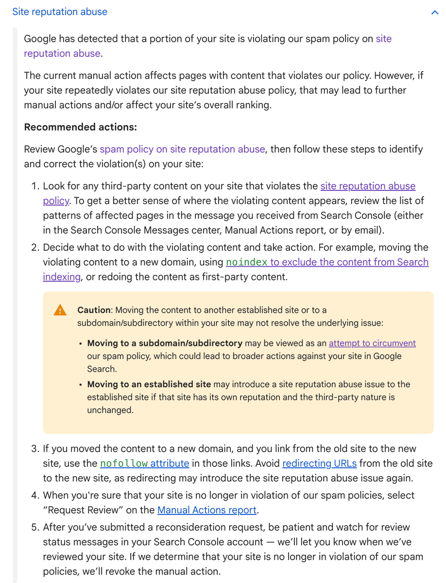 rustybrick's tweet photo. Google clarifies its site reputation abuse policy and also the manual actions and Search Quality User report https://t.co/v2wu0bAt1P https://t.co/YFJ2TDp6Ku