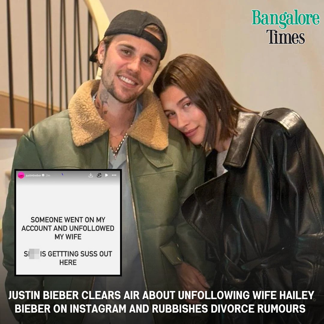 BangaloreTimes1's tweet photo. Canadian singer @justinbieber cleared the air about him unfollowing his wife @haileybieber on Instagram. Many people speculated there was some trouble in paradise 

#justinbieber #haileybieber #justinhailey #internationalcelebrity #singer #latestnews #entertainmentnews #trending https://t.co/Thbrv6Sl6A