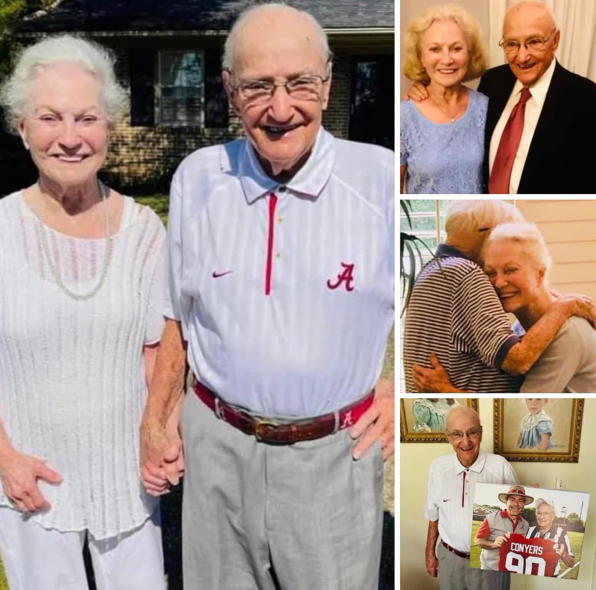 RickKarle's tweet photo. .@AlabamaFTBL practice official Eddie Conyers &amp; his wife Peggy are celebrating their 76th wedding anniversary today.

Asked about the secret to his long marriage, Eddie tells me, “We go out to dinner twice a week. Peggy goes out on Tuesdays &amp; I go out on Fridays.”

#RollTideEddie https://t.co/ITjS5f4eTw