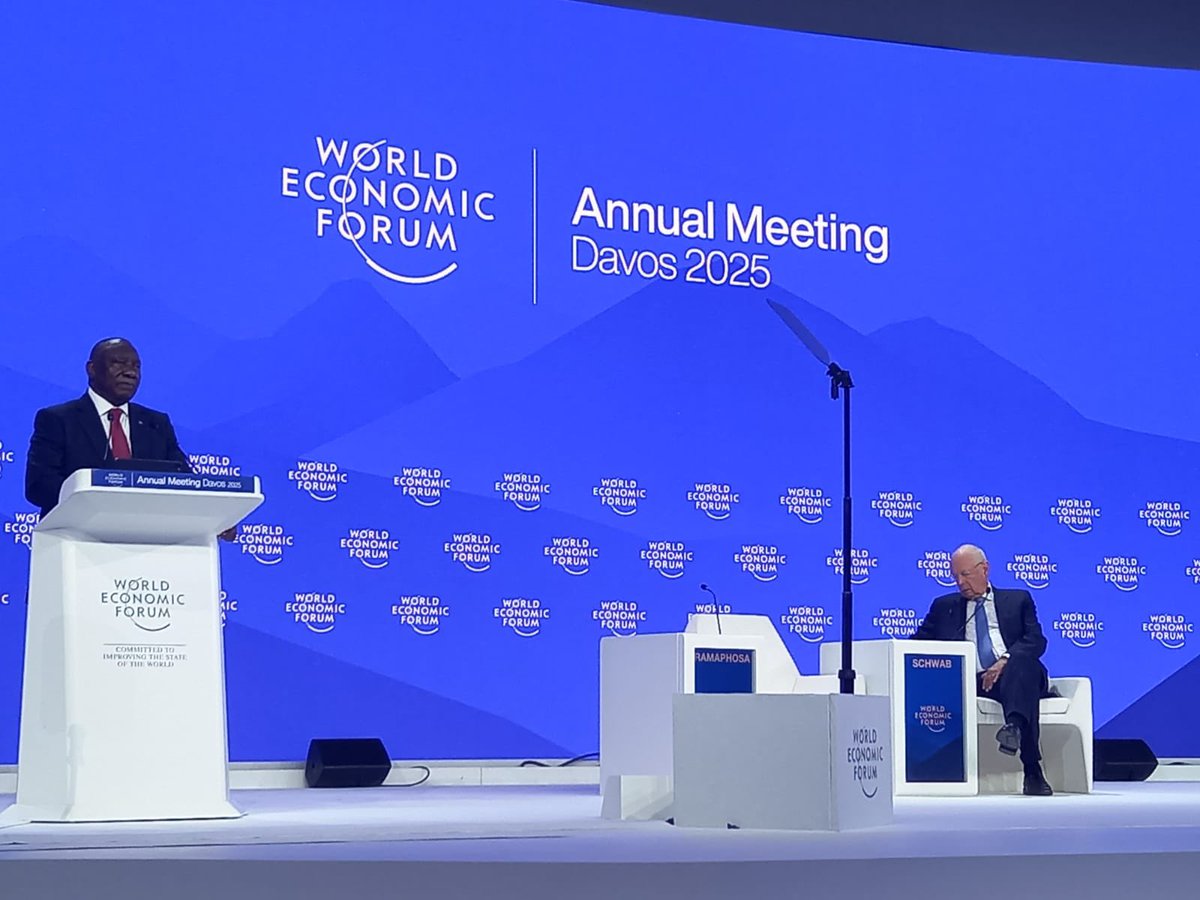 UJ_TRCTI's tweet photo. President Ramaphosa addresses the WEF Forum in Davos highlighting the thematic focus of SA's G20 presidency, on using innovation and human ingenuity for solidarity, inequality and sustainable development. Well aligned with the Chair's programme of work #innovation4development https://t.co/kRiIb5crkM