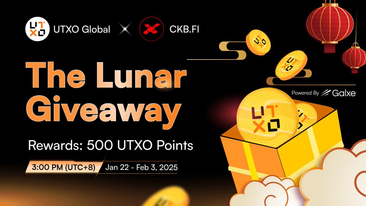 🎉 UTXO Global x CKB.FI: Lunar Giveaway is LIVE !

📖 Read about <a href="/UTXOGlobal/">UTXO Global</a> &amp; <a href="/ckbfight/">CKB.FI ⚔</a>
✍️ Complete the quiz
🎁 Earn 500 UTXO Points

Quest available on <a href="/GalxeQuest/">Galxe Quest</a>: app.galxe.com/quest/nNN5UQTf…

Let’s celebrate &amp; start earning together! 🚀

#UTXOGlobal #CKBFI