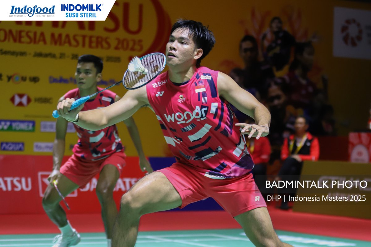 BadmintonTalk's tweet photo. Pertandingan yang luar biasa 
Fikri/Daniel berhasil memenangi pertandingan melawan Jin Yong/Seo Seung Jae dibabak pertama 

#IndonesiaMasters2025 #BadmintalkPhoto #IndomilkSteril #FaedahnyaRiil https://t.co/Z9GNoJdQ7D