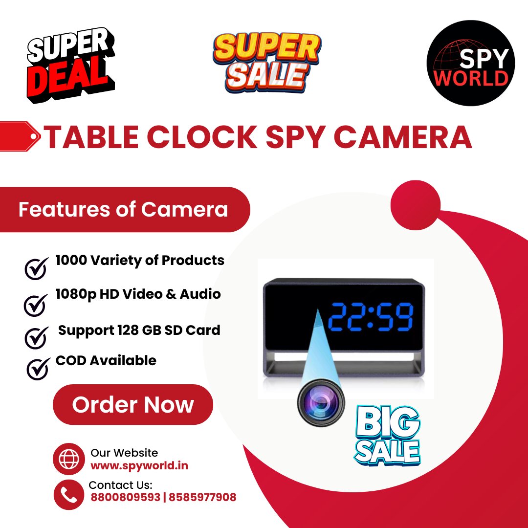 in_spyworld's tweet image. Discover the ultimate in-home security with our Table Clock Spy Camera. Monitor your space discreetly and effectively with this high-tech surveillance solution.

For any query:
Call us at 8800809593 | 8585977908
or visit us at: spyworld.in
#tableclock #camera