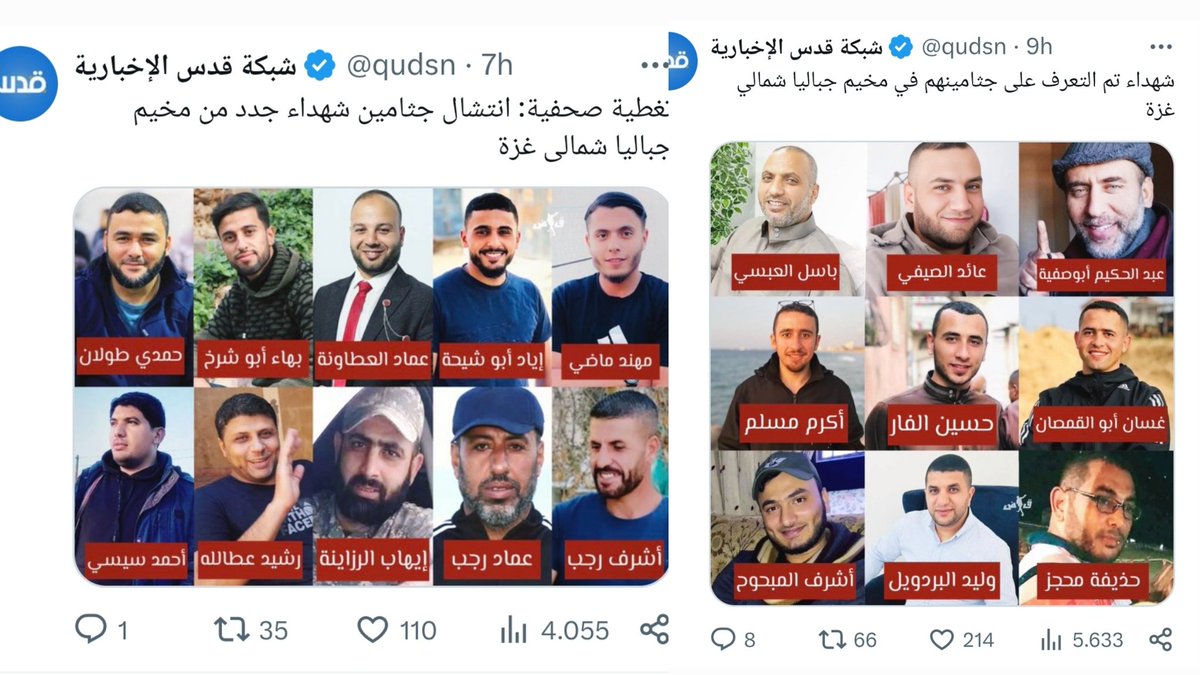 I corpi recuperati sotto le macerie a Gaza.
Ho preso le ultime liste pubblicate dai media palestinesi.

Solo piccoli bambini e donne. 🤡