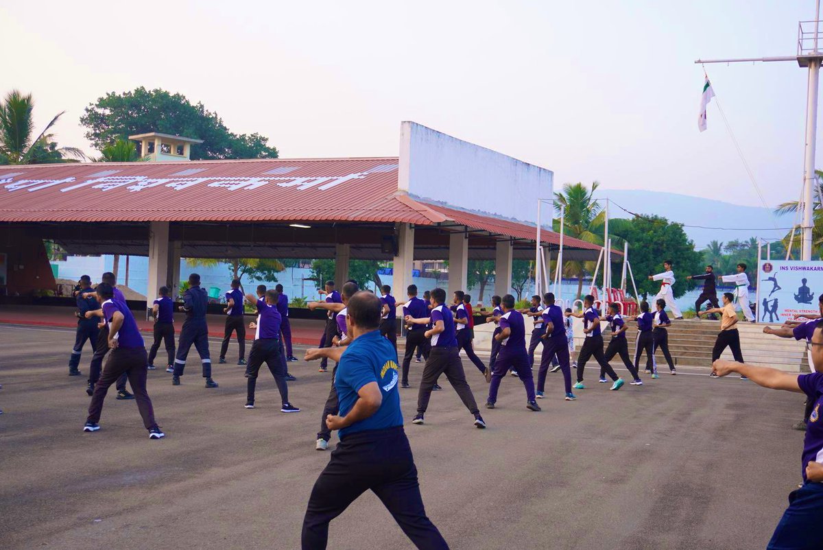 INS_Vishwakarma's tweet photo. 🥋"Strength in defence"💪🏼
Ship’s Coy, undertrainees & families of #INS_Vishwakarma ⚓️ joined an intensive #SelfDefence session, honing skills in resilience & safety. The training instills fortitude & confidence.✨
#NationFirst
#LargeNavyMindset https://t.co/DmQ9zJ31Vj