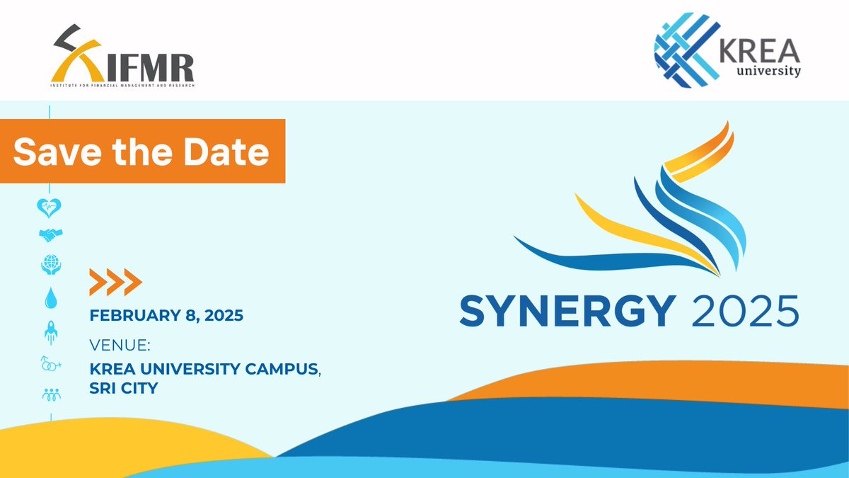 Join us at #Synergy2025, the first-ever flagship event by #IFMR and #KreaUniversity, where ideas meet action - uniting academics, researchers, students, and changemakers to address critical issues through understanding, doing, and solving.

​#Research #ResearchEcosystem