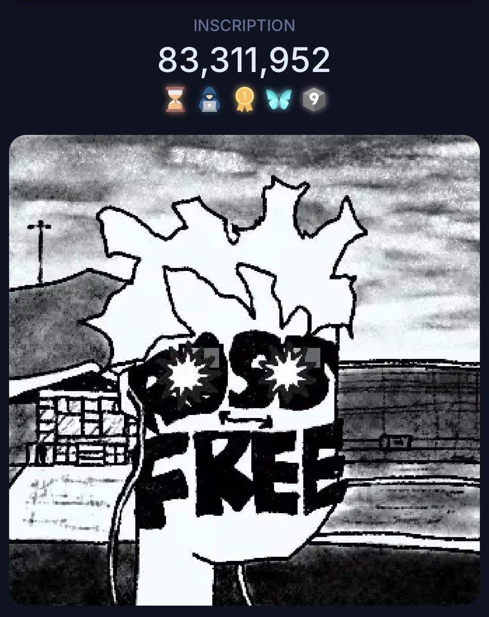 ZapApp's tweet photo. BREAKING: @OrdinalMaxiBiz inscribed a “ROSS FREE” white eyes OMB on a quintuple satribute Block 9 Palindrome sat

→ https://t.co/kzbTZU90oa https://t.co/bGIa34MNUh