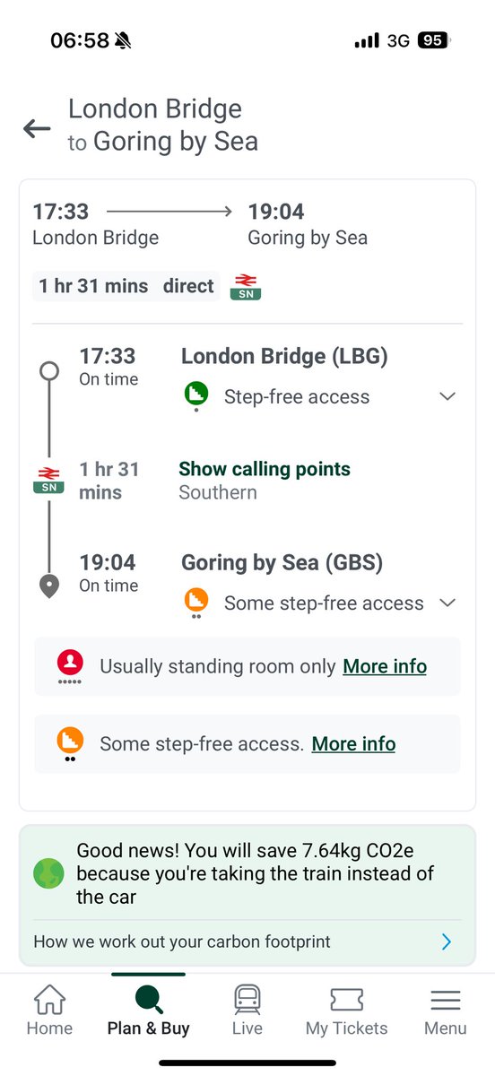 TomIsABurden's tweet photo. @SouthernRailUK Well you do because I use it every week. 1 direct train a day each way.

No other direct trains to London have been cancelled, it seems whenever you’re short staffed you cancel these trains and blame some other issue. https://t.co/oqcoZIJxTG