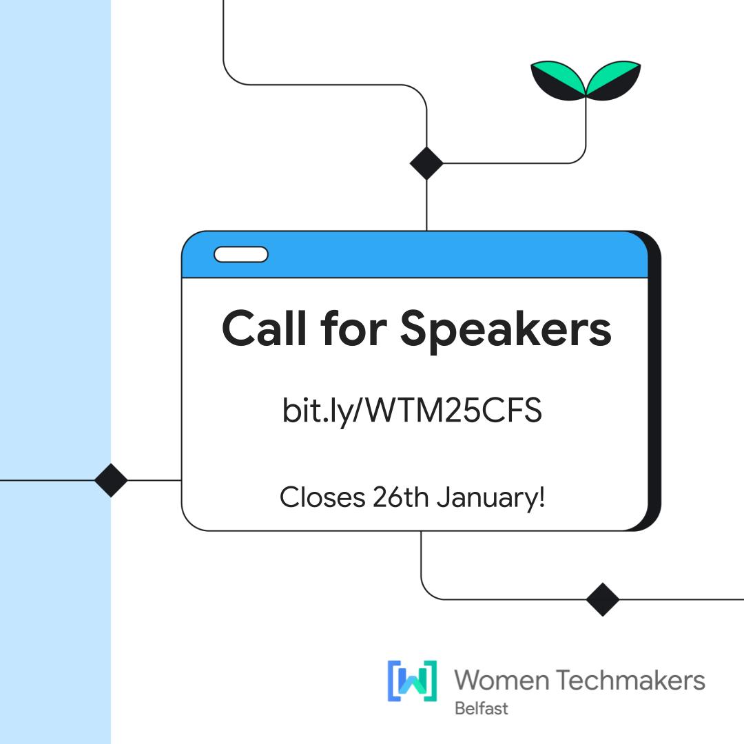Last chance to submit to our 2025 Call for Speakers! 

Whether you're working in data, DevOps, QA, Product or development, we want to hear from you ⤵️

bit.ly/WTM25CFS 

Submissions close this Sunday
#WomenTechmakers #CallForSpeakers