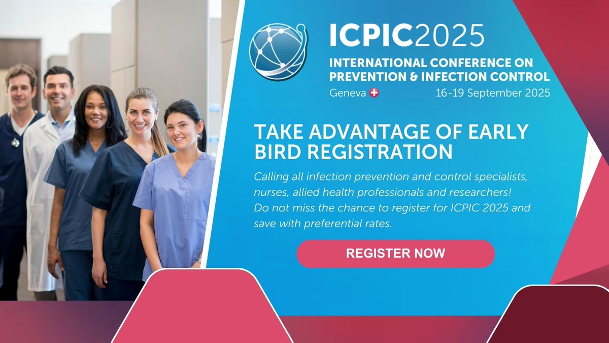 ICPIC (@icpic_meeting) on Twitter photo Take advantage of early bird registration!
We invite infection prevention and control specialists, #nurses, #alliedhealthprofessionals and researchers. Register for #ICPIC2025 and save with preferential rates.
Secure your spot today: tinyurl.com/ICPIC-2025-Reg… Take advantage of early bird registration!
We invite infection prevention and control specialists, #nurses, #alliedhealthprofessionals and researchers. Register for #ICPIC2025 and save with preferential rates.
Secure your spot today: tinyurl.com/ICPIC-2025-Reg…