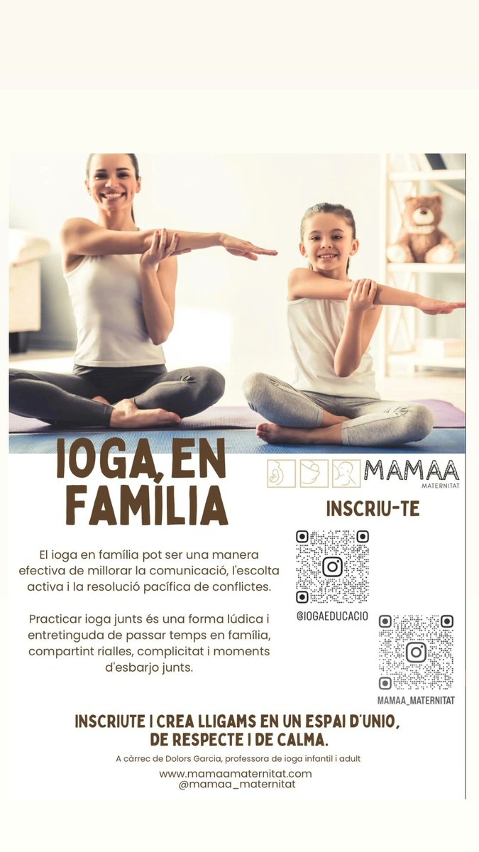 iogaeducacio's tweet photo. Taller de ioga en família, un espai per crear lligams amb els fills en un ambient de gaudi i d'aprenentatge.
#iogaenfamília #taller https://t.co/d8WAs1kDZK