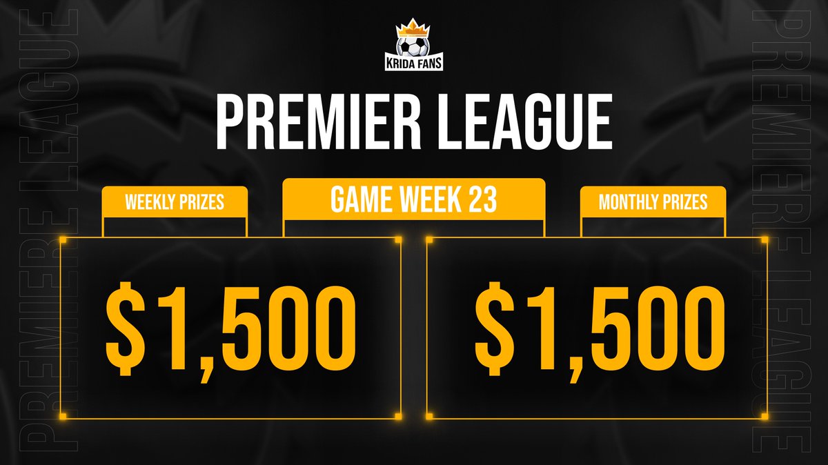 Hello, Kridaks! ⚽🔥

Gameweek 23 is upon us, and a prize pool of $1500 is up for grabs! 🏆💰

⏳ Don’t miss out—finalize and submit your team before the deadline to join the action.

Ready to compete and rise up the leaderboard?

 Let’s make it happen! 🚀