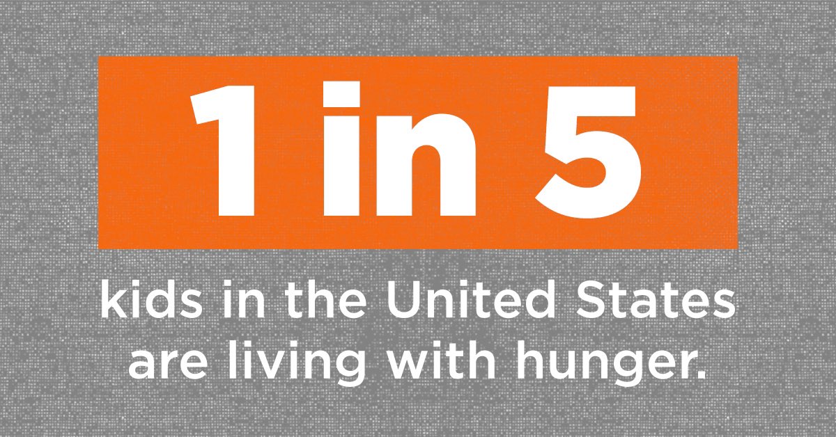 New data shows 1 in 5 kids in the U.S. living with hunger - that's over 13 million children. <a href="/NoKidHungry/">No Kid Hungry</a> knows programs like SNAP, school meals, and tax credits for low-income families make a difference. Join the fight to end this crisis. Get involved at and let’s share love