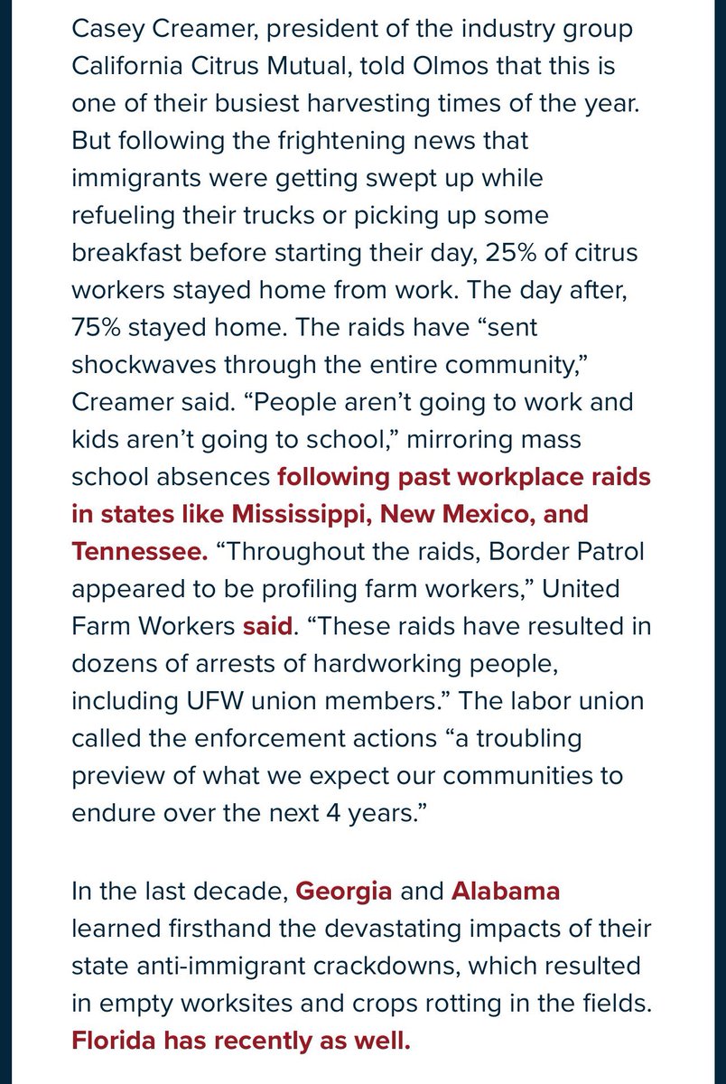 us_govtracker's tweet photo. 75% of immigrant farm workers didn’t show up yesterday in Bakersfield because of fears of ICE raids.

We will be tracking food prices and impacts across American industries. https://t.co/GdehW69ROv