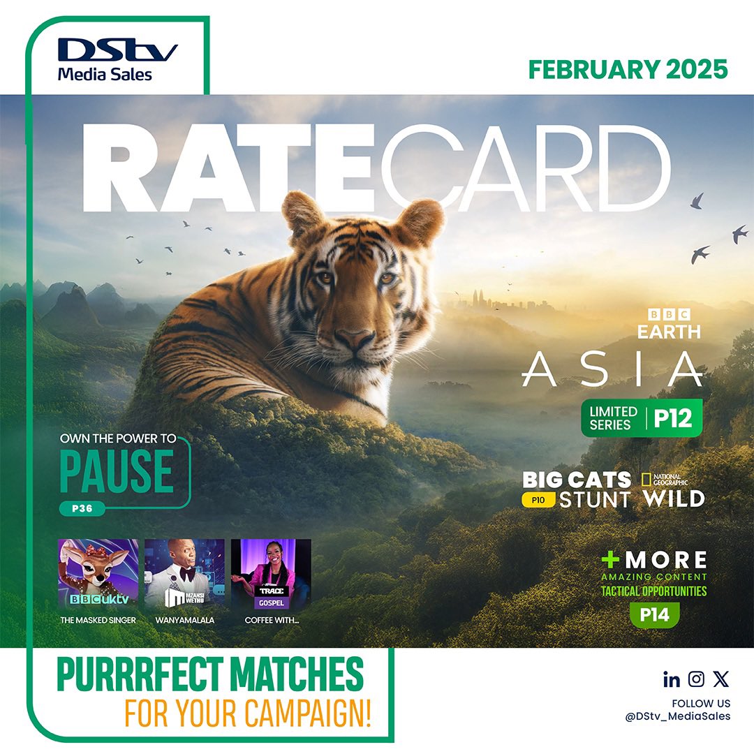 The February RATECARD has landed in your mail! 😅

Reach out to one of our account managers for INQUIRIES and TAILORED AD OPPORTUNITIES.

#DStvMediaSales📺
#ElevateToGreat🌍