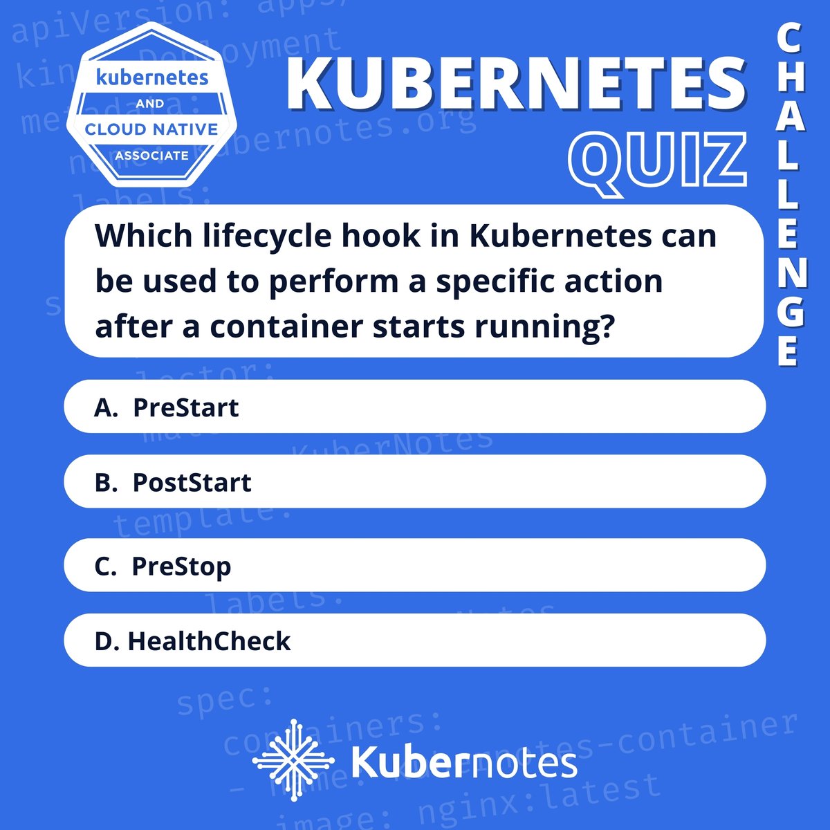 Kubernotes_'s tweet photo. #Kubernetes Daily Pop Quiz - Kubernetes and Cloud Native Associate 

🌎 https://t.co/oNda6vBXBO

📝 Give us your best answer in the comments!

#Kubernetes #KuberNotes #CKA #CKAD #KCNA #KCSA #CKS #onlinetraining #liveonlinetraining #training #certificate #handsontraining https://t.co/TQy9GVAIZ6