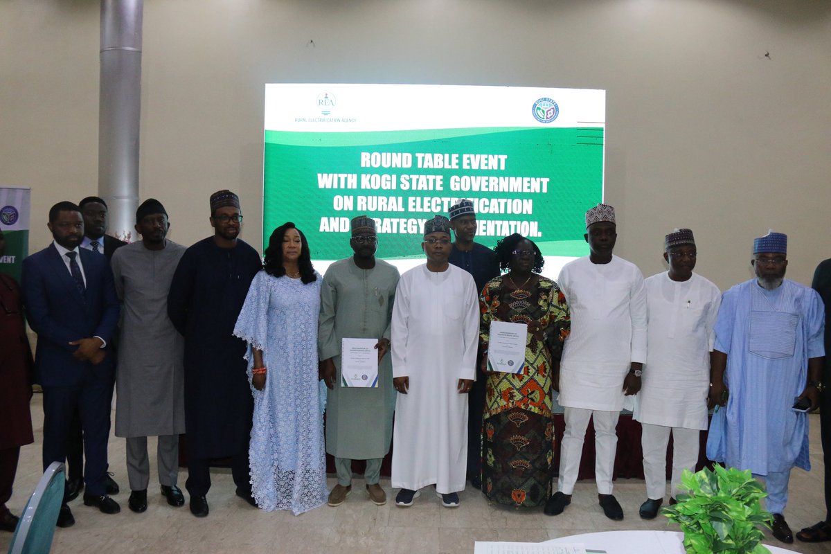 abbaaliyu_'s tweet photo. Testament to our collective commitment to bridging the energy access gap and unlocking the vast economic potential of rural communities across Nigeria, the REA successfully held a roundtable discussion yesterday in partnership with the Kogi State Government.

In the REA’s effort to advance distributed renewable energy solutions and take power to unserved and underserved communities, we brought together key stakeholders including financiers with an investment portfolio totalling about $2 billion and leading Renewable Energy Service Companies (RESCOs) to meet with the Government of Kogi State.

With electricity being the foundation upon which innovation and economic growth can blossom, the Kogi State Government took a decisive step to create a sustainable electricity market by enacting the Kogi State Electricity Act and establishing a State Electricity Regulatory Commission, hence creating a business-friendly environment for investors. The Executive Governor of Kogi State, HE Ahmed Usman Ododo, vowed that his administration will show unwavering support for RESCOs through:

✅ Flexible infrastructural support
✅ Expediting administrative processes
✅ Ensuring community buy-in
✅ Security and protection of investments, and others.

I am pleased to see the Governor @OfficialOAU ensure we hit the ground running after our earlier discussion in December 2024, and I look forward to the implementation of the many projects across the beautiful Kogi State.

#RuralElectrification #REA #REAxKogi #REAStatebyStateRoundtable #EmpoweringRuralEconomies #RuralEmpowerment #RenewableEnergy #SocialImpact #SocioEconomicImpact