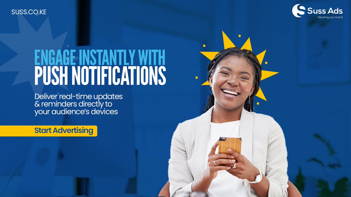 📲Give Your Marketing a Real Push with Push Notifications!

Drive conversions with targeted push notifications to  deliver personalized content &amp; offers directly to their devices.

Discover the magic of push notifications: suss.co.ke/products/sussa…

#SussAds #MarketingTips