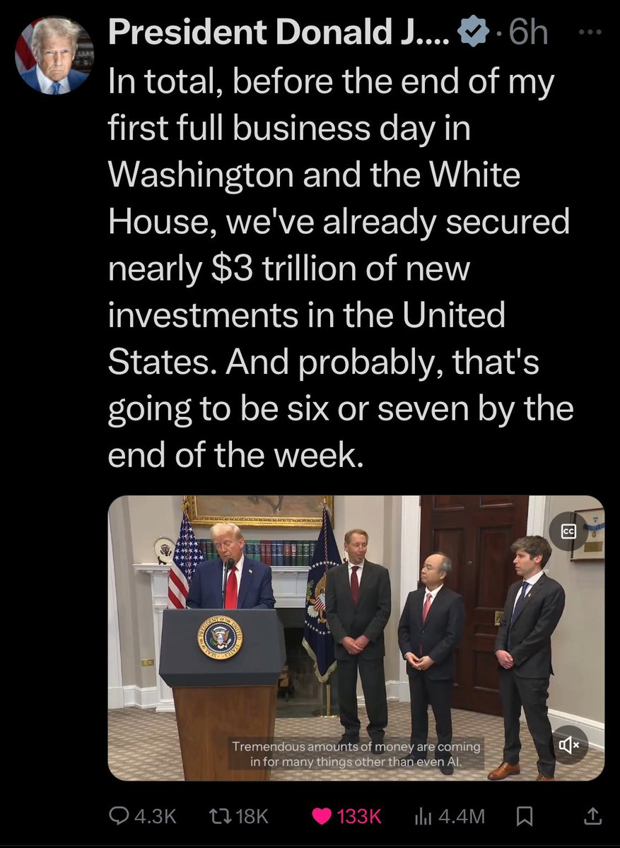 When you are determined to fix the U.S. economy your first week in office… and, so you can play golf the next 3 yrs and 51 weeks 👏🏻