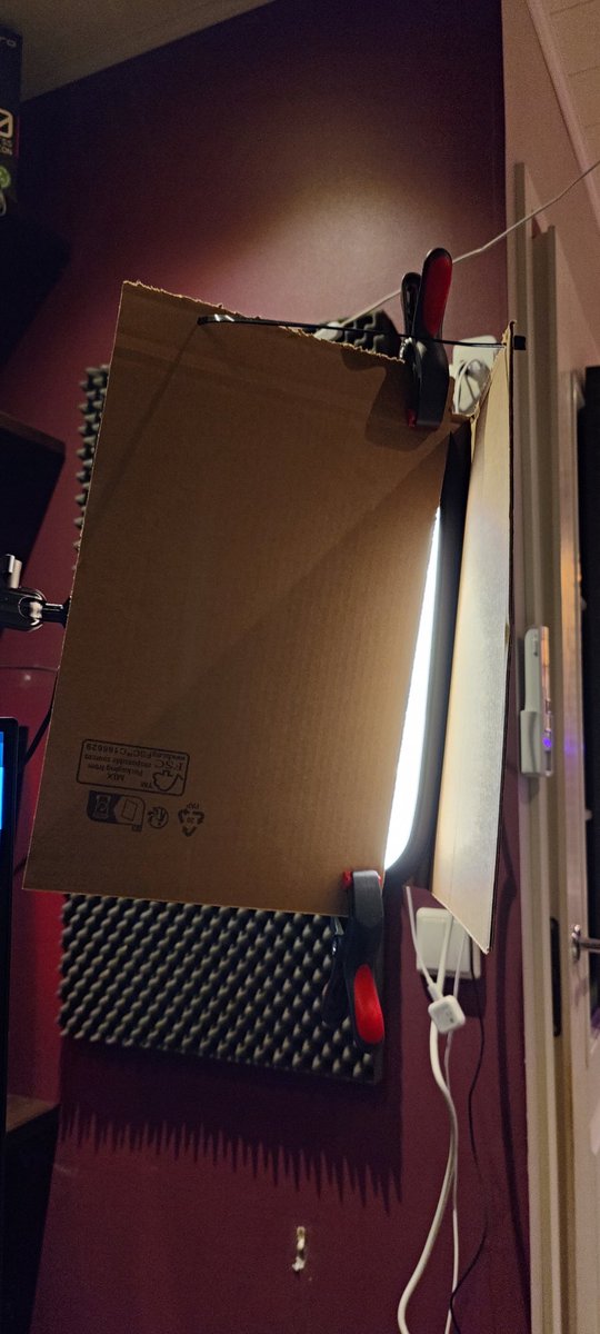 I upgraded my jank. Lights were too bright even at dimmest level so I did this. It's easily adjustable