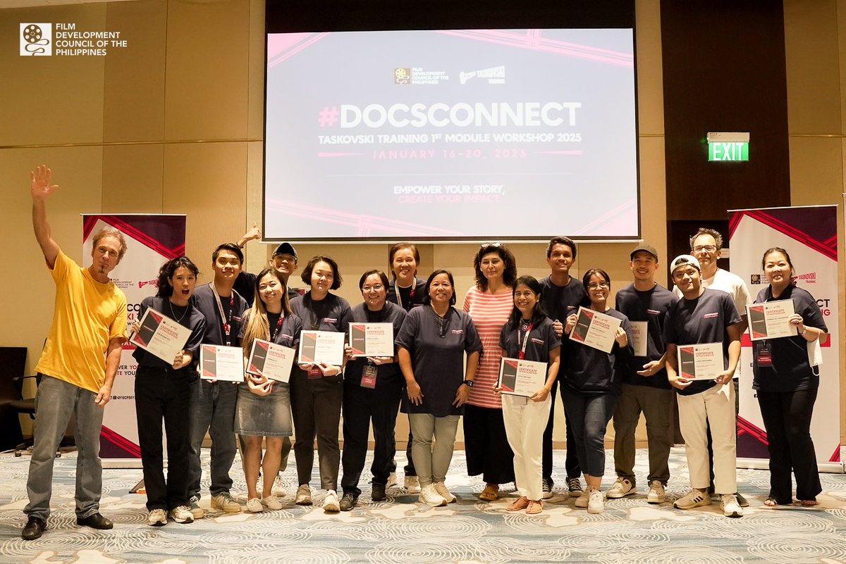 fdcpofficial's tweet photo. HIGHLIGHTS: The #DocsConnect Taskovski Training Program has paved the way for a new era of documentary filmmaking! ✨🎬
Held at Seda Manila Bay from January 16-20, 2025, this transformative event brought together passionate Filipino filmmakers and global industry experts.
Organized by the Film Development Council of the Philippines (FDCP) in partnership with Taskovski Films, participants explored the foundations of conscious storytelling through dynamic masterclasses, film screenings, and meaningful discussions.
Here’s to the keepers of our history and culture, raising Philippine Cinema to global heights! 😍
#FDCP #MovieOn #PhilippineCinema #DocsConnect