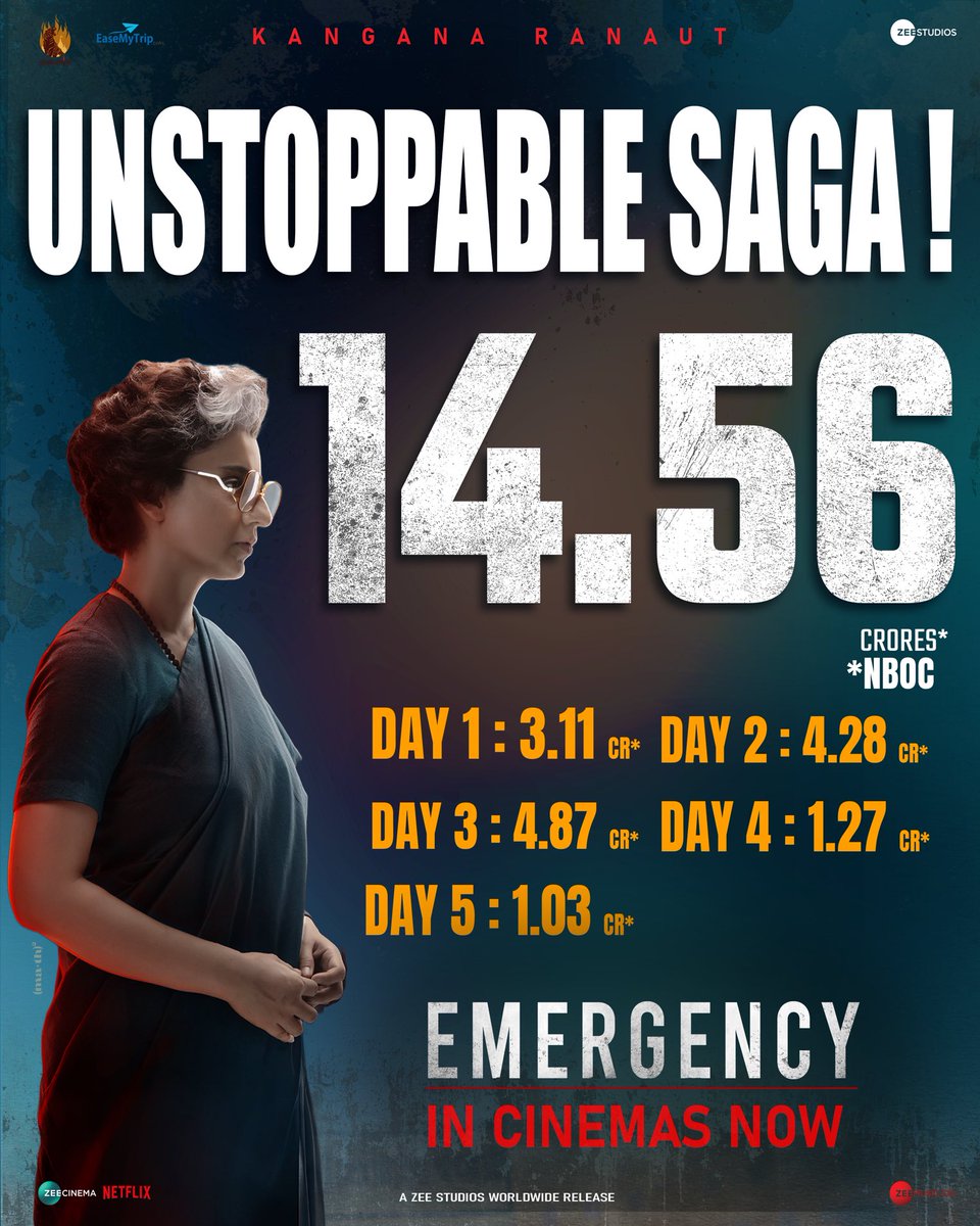 Emergency continues to shine at the box office,sparking conversations nationwide.This film is a reminder of history,the resilience of democracy #EmergencyInCinemas today!
BOOK YOUR TICKETS NOW!
👉 linktr.ee/EmergencyTicke…
<a href="/KanganaTeam/">Kangana Ranaut</a> <a href="/AnupamPKher/">Anupam Kher</a>  #MahimaChaudhry@zeecinema