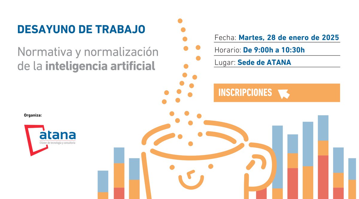 Atana_TIC's tweet photo. ¡El próximo 28 de enero te esperamos en ATANA!
Tendremos el placer de escuchar a Álvaro Abáigar de ARPA y Óscar Rived de Larraby hablar sobre normativa y regulación de la inteligencia artificial.
¡Apúntate! https://t.co/4L8uYU0ux9
#ATANA #IA #navarra #inteligenciaartificial https://t.co/RI4rNjvFwc