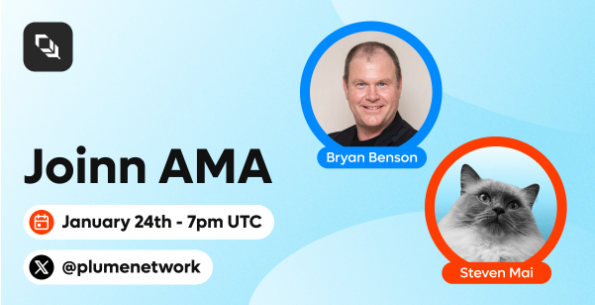 JoinnFinance's tweet photo. Our CEO - @bryanperu will be on @plumenetwork AMA this Friday!
Date: Jan 24, 2025
Time: 7:00pm UTC / 2:00PM PST

#AMA #Plume #Joinn #Innovation #Web3 https://t.co/Bpy8VUClcO