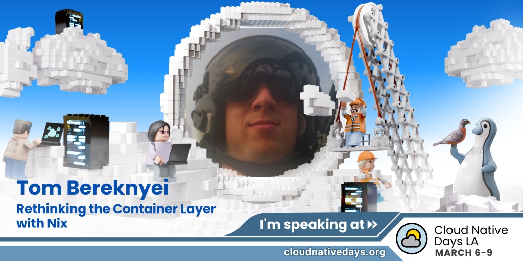 socallinuxexpo (@socallinuxexpo) on Twitter photo Rethink containers with Nix! <a href="/capileigh/">Leigh Capili 🧋</a> & <a href="/bereknyei/">Thomas Bereknyei</a> explore how Nix transforms container layering and OCI images for cloud-native magic at #SCaLE 22x phpa.me/22xreg Rethink containers with Nix! <a href="/capileigh/">Leigh Capili 🧋</a> & <a href="/bereknyei/">Thomas Bereknyei</a> explore how Nix transforms container layering and OCI images for cloud-native magic at #SCaLE 22x phpa.me/22xreg