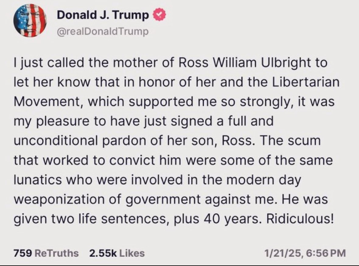 BREAKING: Donald Trump PARDONS Ross Ulbricht