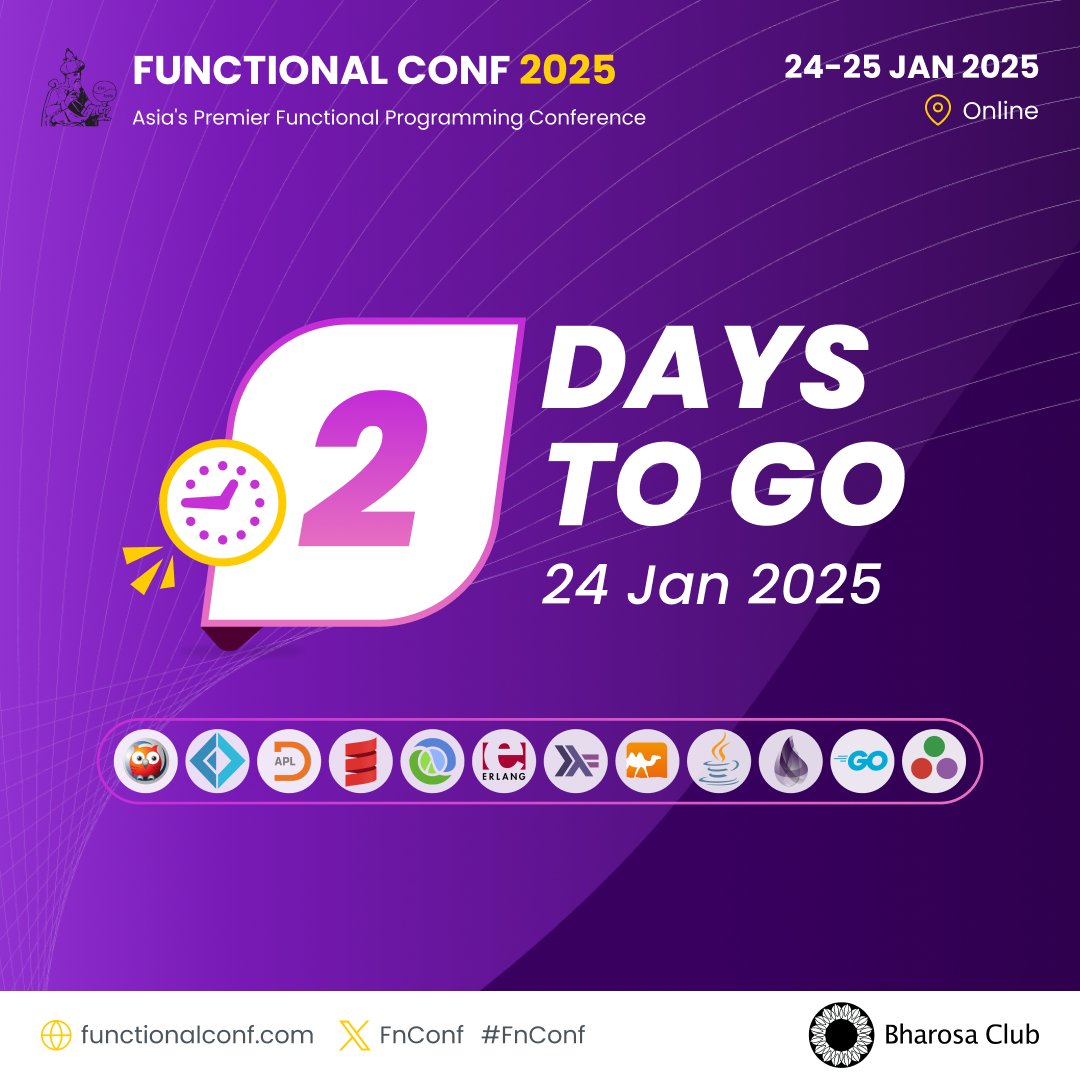 #FnConf 2025 kicks off in 2 days!

Learn from an exciting international roster of 45 speakers from 15 countries, including prominent FP authors, thought leaders, language maintainers &amp; expert practitioners you won’t want to miss.

Secure Your Spot Today! 
confengine.com/conferences/fu…