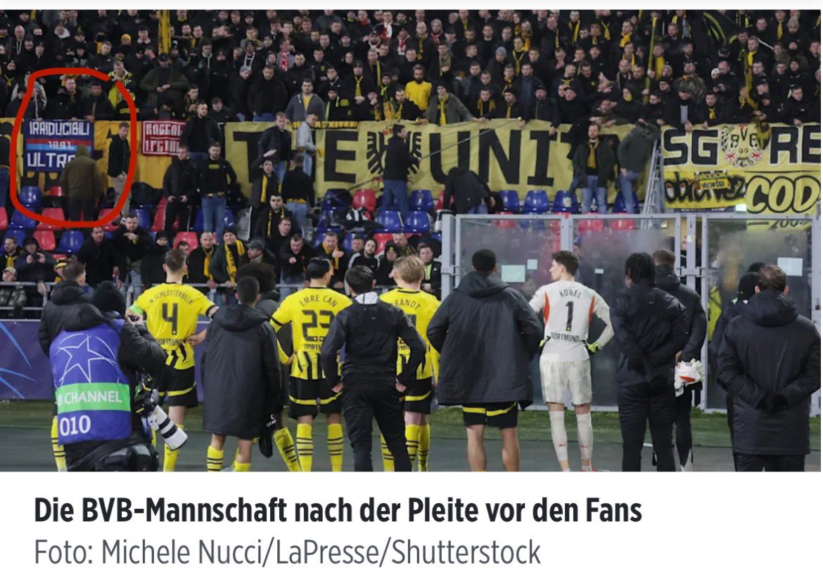 Sicher eine dieser „unpolitischen“  Freundschaften der   #BVB Szene, in denen es ausschließlich um Fussball geht 🙄 #BolognaBVB