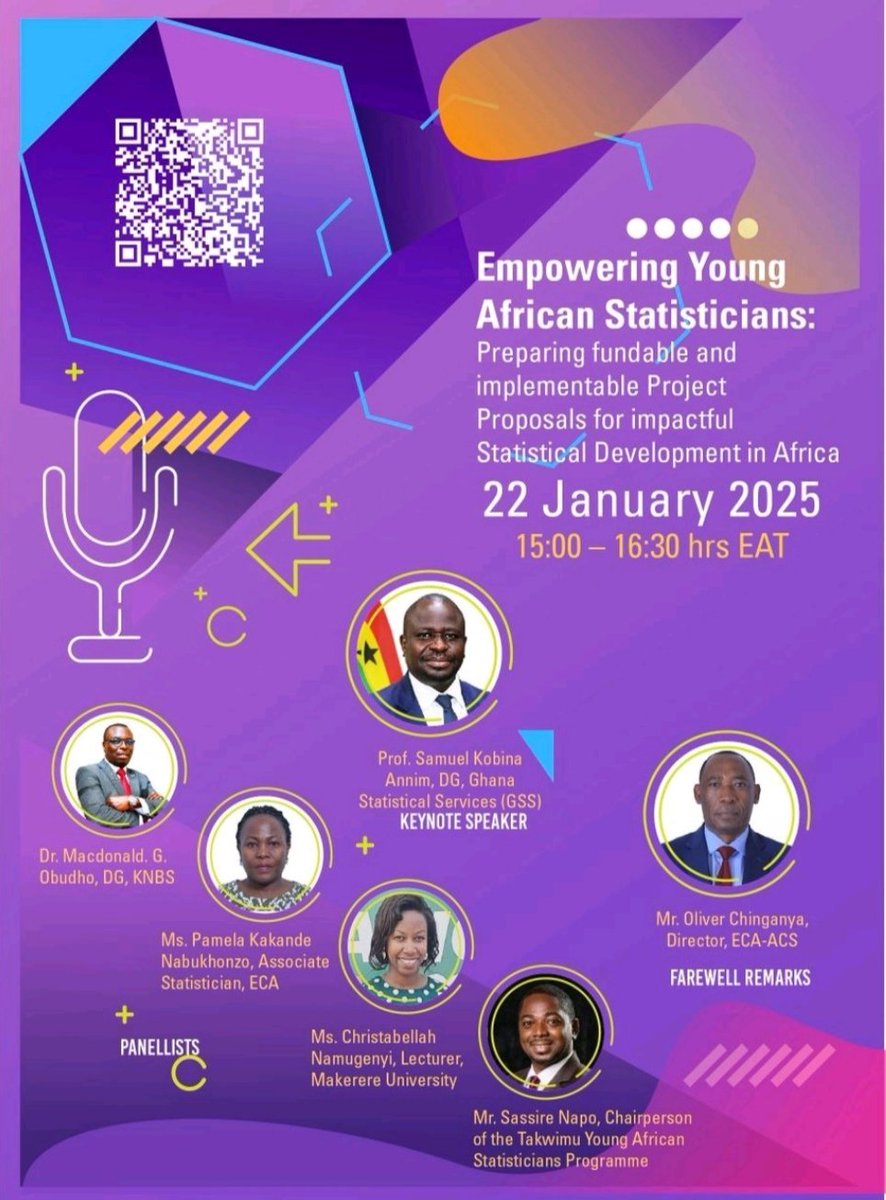 WEBINAR INVITATION: Empowering Young African Statisticians.

WHEN: Today Wednesday, 22 January 2024, from 15:00 to 16:30 EAT.

Use QR code in the flier or the link below to register.  lnkd.in/ex3KsAXZ