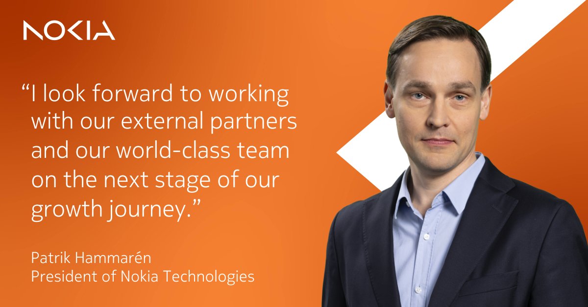 nokia's tweet photo. Patrik Hammarén has been appointed President of Nokia Technologies and to the Nokia Group Leadership Team. Read more: https://t.co/OChmmg6CUX https://t.co/H6gNqHlv8S