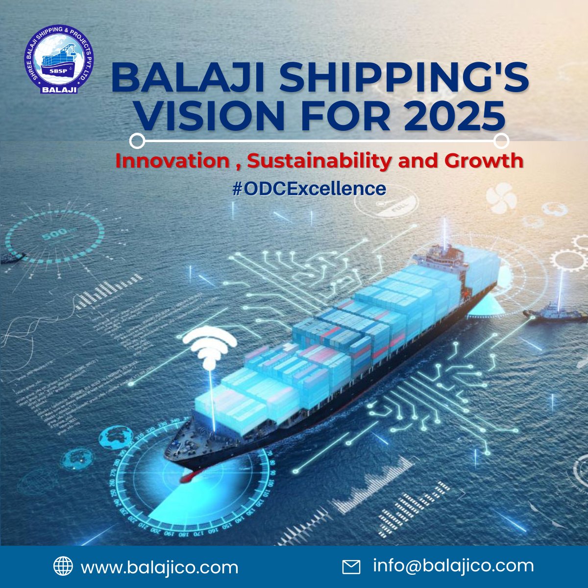 BalajiShipping's tweet photo. Shree Balaji Shipping Project Pvt. Ltd. (SBSP'S) Vision for 2025 - Innovation, Sustainability, and Growth

#ODCExcellence #SustainableShipping #FutureLogistics #SustainableLogistics #odccargo #sbsp #shreebalajishipping #ProjectLogistics #OversizedCargo #ODC #shipping https://t.co/PdeElN1Ft4