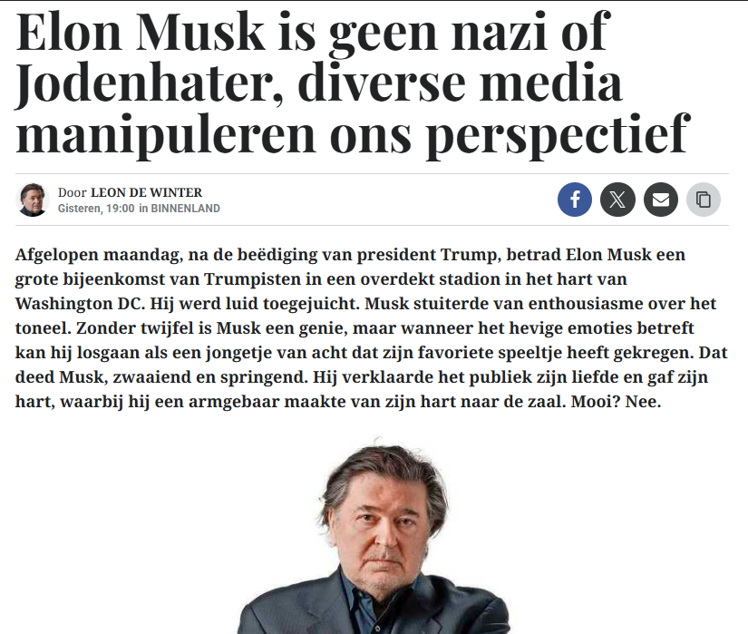 wouterkeller's tweet photo. Leon: "Musk is geen nazi of Jodenhater. Allemaal propaganda vd #mainstream_media!
Zij manipuleren ons perspectief over Gaza, Oekraïne, Trump, Musk, klimaat, etc. Omdat de redacteuren hun AGENDA's willen uitdragen.
Zo willen zij ons wijsmaken dat het klimaat wordt bepaald door CO2 (en niet door oa vulkanisme en de zon), dat Musk een neonazi is, en Trump Hitler. Geloof ze niet: allemaal propaganda!"
https://t.co/z5E8z9Zxwq