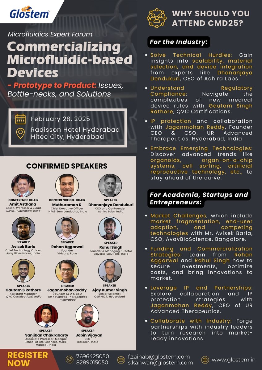 Discover the Future at CMD25!  
 Why Attend?  
-Solve real-world technical challenges.  
-Explore cutting-edge technologies. 
-Protect IP &amp; secure collaborations.   
Register Now: =CMD25… #CMD25 #Microfluidics #Innovation