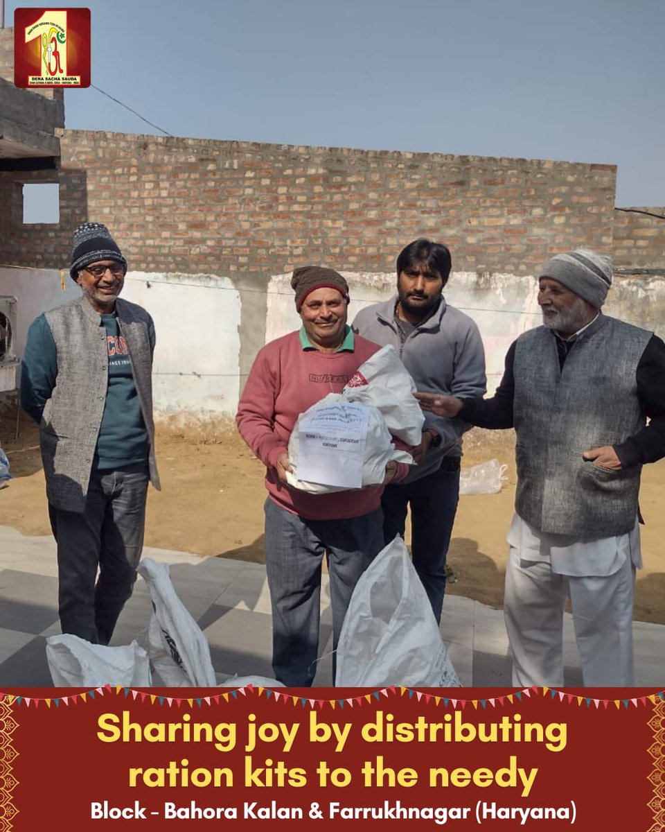 DSSNewsUpdates's tweet photo. Spreading Love and Care this Festival Season!

Dera Sacha Sauda volunteers celebrated the festival by extending a helping hand to families living near the roadside. With the spirit of giving, they distributed monthly grocery kits, blankets, and warm clothes, ensuring that these families experienced warmth and care during this season. Their actions reflect the teachings of Saint Dr. MSG Insan and remind us all of the true meaning of festivals—sharing kindness and love with others.

Let’s continue to spread hope and compassion beyond the festivities! 

#FestivalOfGiving #SaintMSG #FoodBank #WinterWarmth #ClothBank