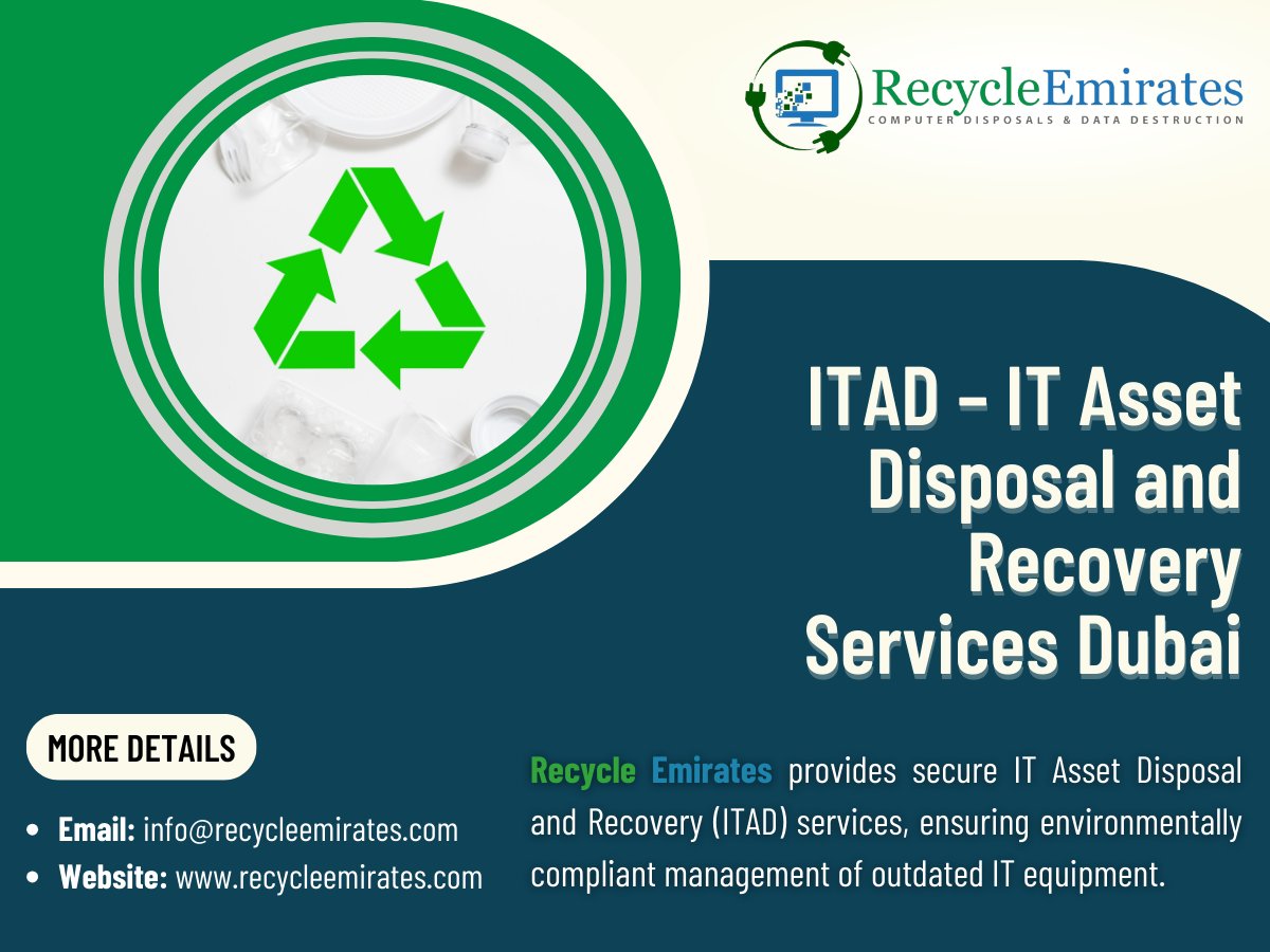 RaviBeh61084776's tweet photo. Looking for secure and eco-friendly IT Asset Disposal in Dubai? 🌍💻 Recycle Emirates offers ITAD services ensuring compliance and sustainability. Visit us at https://t.co/ZaOOLaeIyK to learn more! ♻️ #ITAD #Sustainability #RecycleEmirates https://t.co/9ZO8Cmzy7a