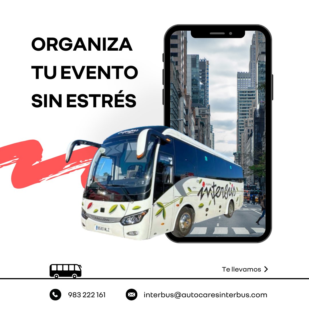 AutocarInterbus's tweet photo. 🎉🚌 Organiza tu próximo evento sin estrés con #AutocaresInterbus.
Contáctanos y déjanos llevar a tus invitados al mejor precio. #Valladolid https://t.co/p1uIKDwntk