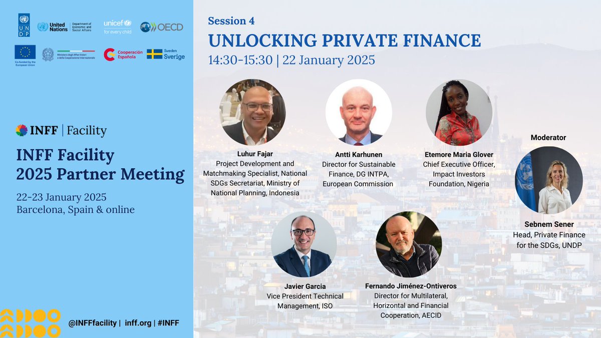 NormasUNE's tweet photo. 🗓️  Hoy, 22 de enero
🕝  14:30 - 15:30 h
📍  INFF Facility 2025 Partner Meeting

 🌱 🌐  ¡No te lo pierdas! Nuestro director general #UNE y vicepresidente de @isostandards, @jgarcia_javier, participa hoy en "INFF Facility 2025 Partner Meeting", un encuentro organizado por @UNDP e @INFFfacility en Barcelona.

🗨️  Intervendrá en la Sesión 4: "Unlocking private finance", en la que presentará los estándares globales para alcanzar los #ODS de @ONU_es, fruto de la alianza entre #ISO y #UNDP. Estos estándares establecen las directrices y requisitos para un sistema de gestión de los ODS en las organizaciones.

🔴  Su implementación en las organizaciones de todo el mundo contribuirá al logro de los ODS, con la implicación clave del sector privado, y apoyando la generación de un ecosistema que aporte confianza a los inversores, atrayendo así mayor financiación a estos proyectos.

🖥️  Regístrate para seguir la sesión por Zoom: https://t.co/QExlsESUIn

➕ información: https://t.co/YYZJyfegmn

#UNEProgresoCompartido #DesarrolloSostenible #Agenda2030 #ODS #SDG