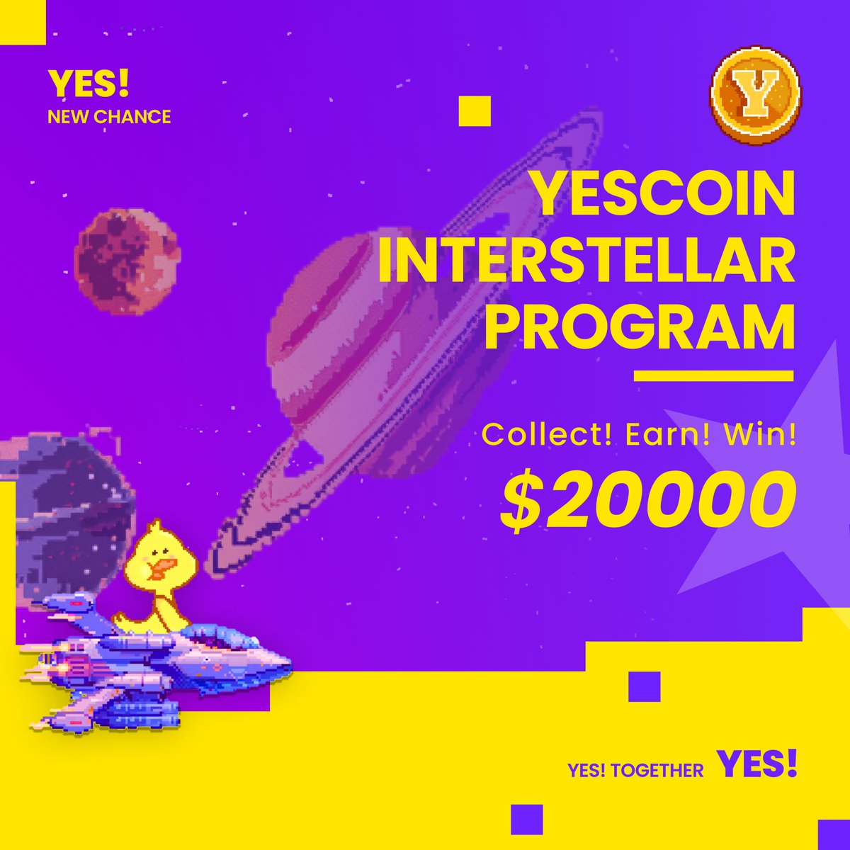 🚀The Yescoin Interstellar Program is almost here, and it’s your ticket to epic rewards!

💡Dive into crypto's future with AI, BTC, DeFi, and more. Collect exclusive medals from every track and aim for the ultimate prize—20,000 $USDT! 💰

✨Stay tuned for launch details—this is