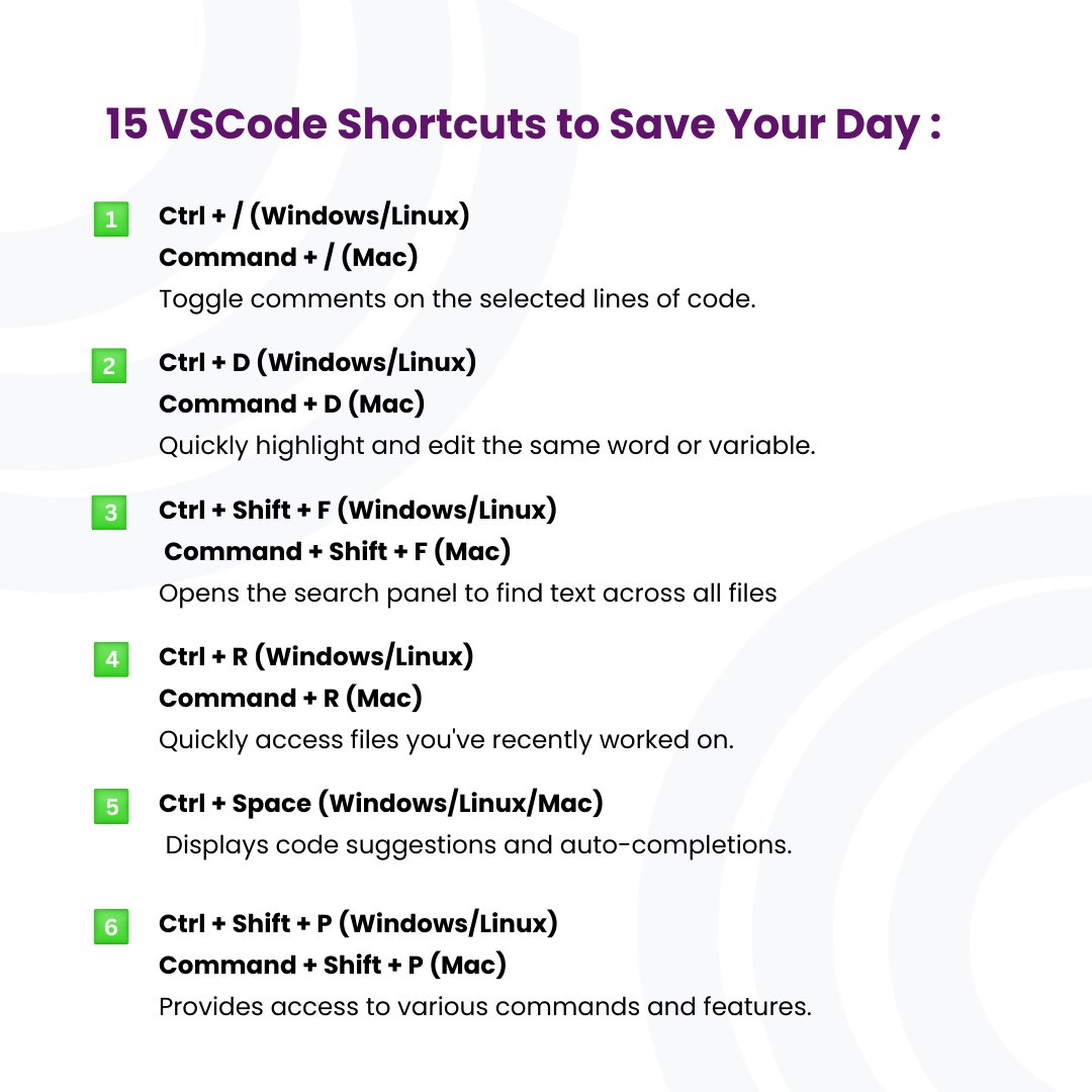 rahulgwebdev's tweet image. Just few Shortcuts can boost your coding speed and take the game to next level.
here are few VS Code shortcuts- Part 1
#VScodeTips #DeveloperLife #codingtips