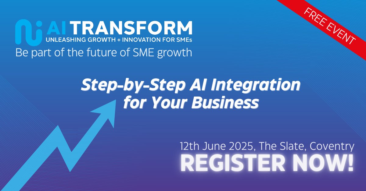 transforming_ai's tweet photo. 🚀 Ready to embrace AI for your business? Join AI Transform 2025 on 12 June at Warwick University!

✅ Sector-specific AI guides
✅ Solutions for implementation challenges
✅ Quick wins to boost ROI

🌟 Learn from experts &amp; start strong. Free tickets: https://t.co/9ZUBWuS1uT

#AI https://t.co/Kx5xyDWAxC