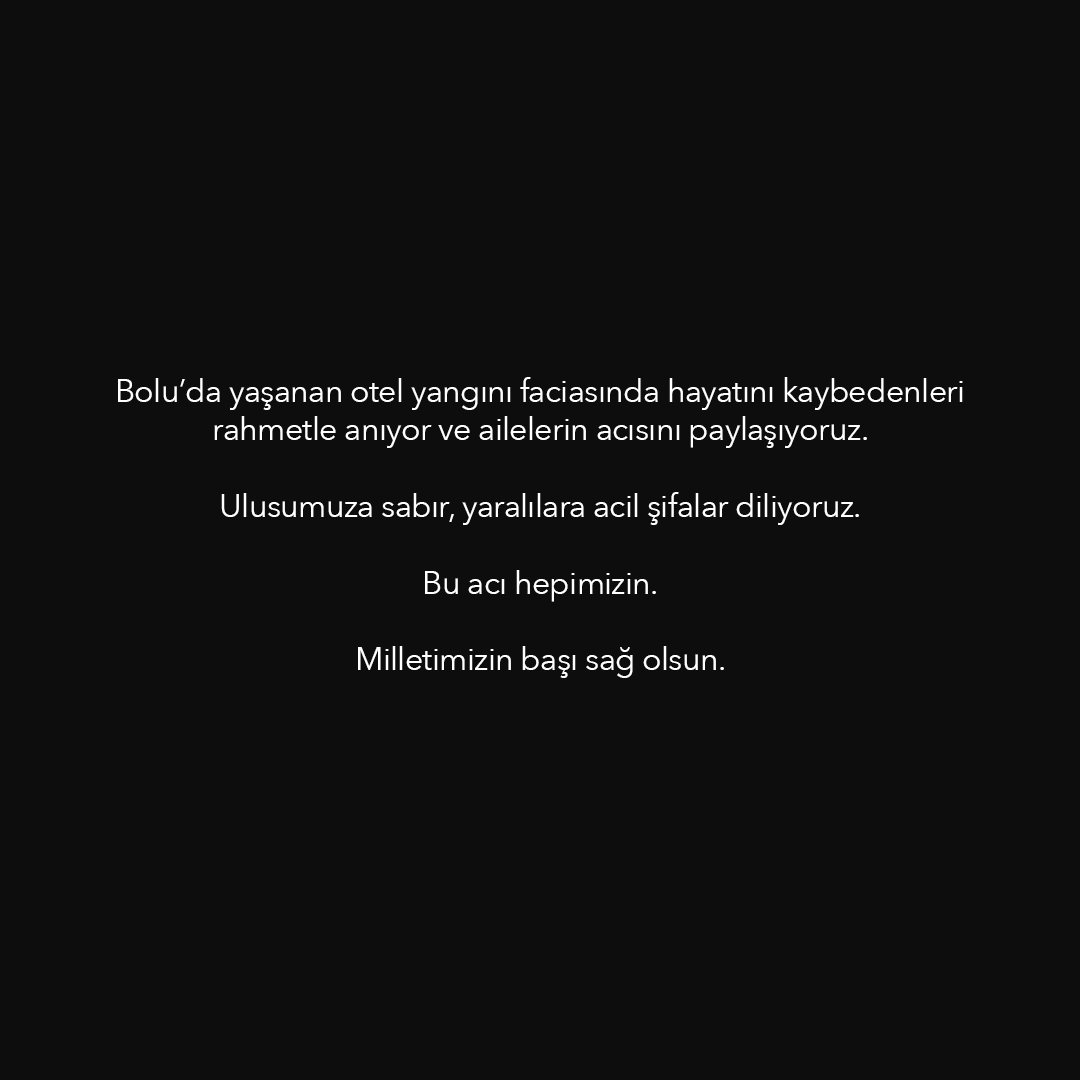 burakyetgin's tweet photo. Bolu’da yaşanan otel yangını faciasında hayatını kaybedenleri rahmetle anıyor ve ailelerin acısını paylaşıyoruz. Ulusumuza sabır, yaralılara acil şifalar diliyoruz. Bu acı hepimizin. Milletimizin başı sağ olsun. https://t.co/L5EKEMJqck