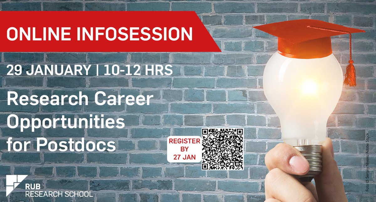Are you as postdoc at  the beginning of your career?🚀 Or a doctoral researcher in the last  year of your doctorate?👩‍🎓👨‍🎓Our infosession provides an overview over the most important strategic aspects of a research career (in Germany).👉research-school.rub.de/postdocs/advis…