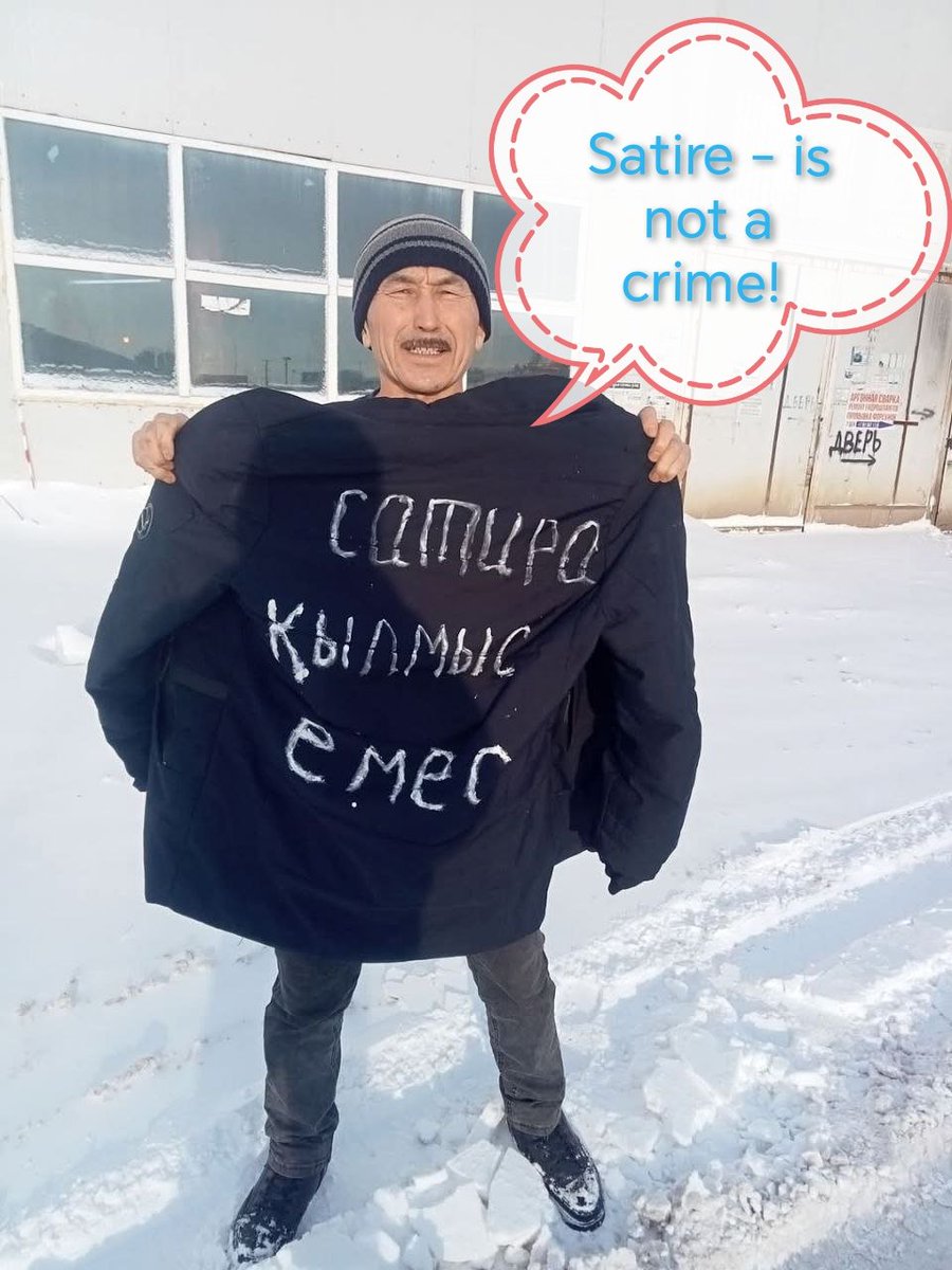 Ardak_Bekten's tweet photo. 1/2
January 22, 2025 #Astana
Civil activist Marat #Musabaev came out with a performance (presentation), in support of the author of the satirical public "Qaznews24" Temirlan #Yensebek.
@GreensEFA @Left_EU
@hrw @amnesty @freedomhouse @OSCE
#ActivistsNotExtremists #NoToCooruption https://t.co/UuVv5s3p7G