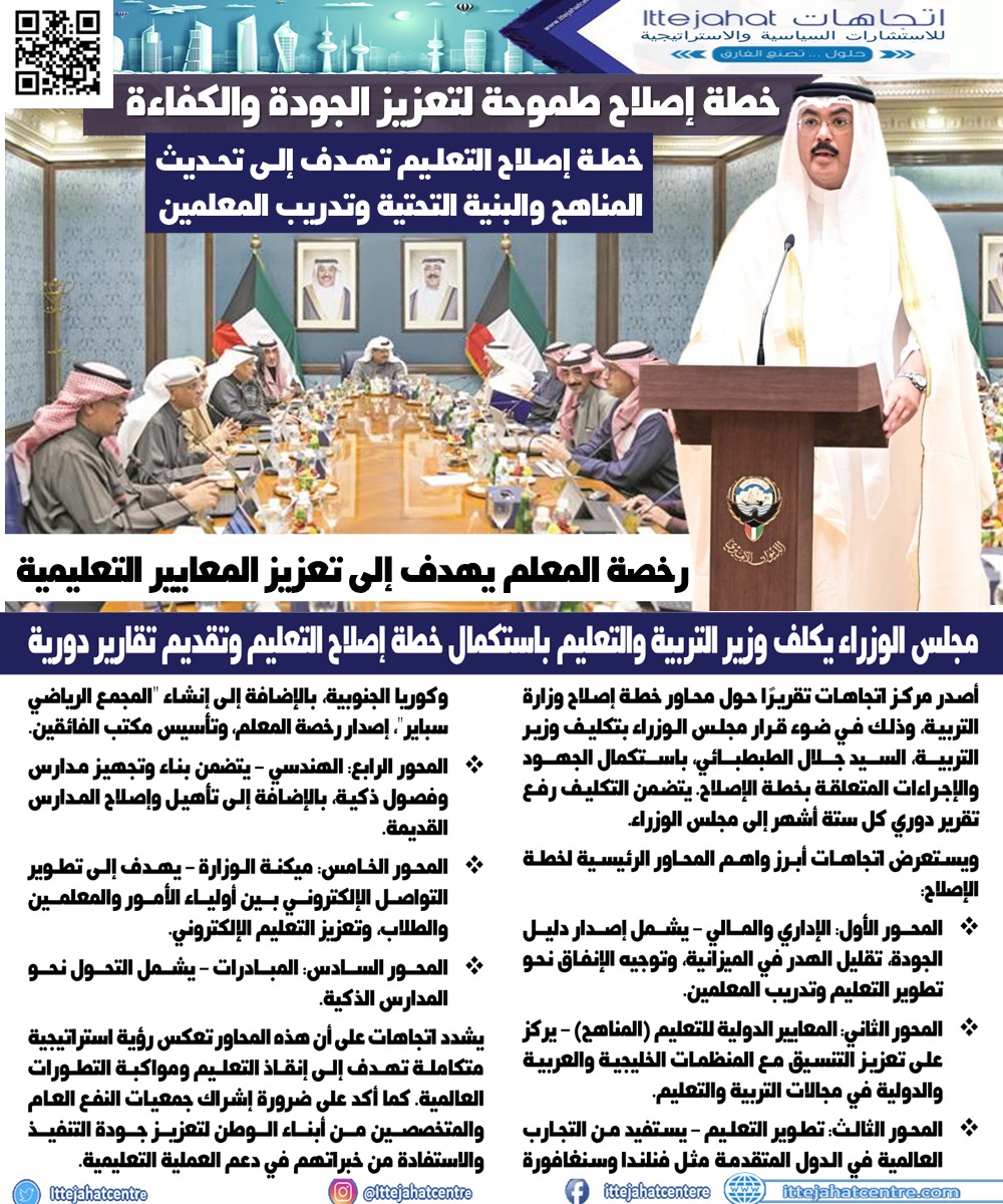 خطة إصلاح طموحة لتعزيز الجودة والكفاءة 
رخصة المعلم يهدف إلى تعزيز المعايير التعليمية