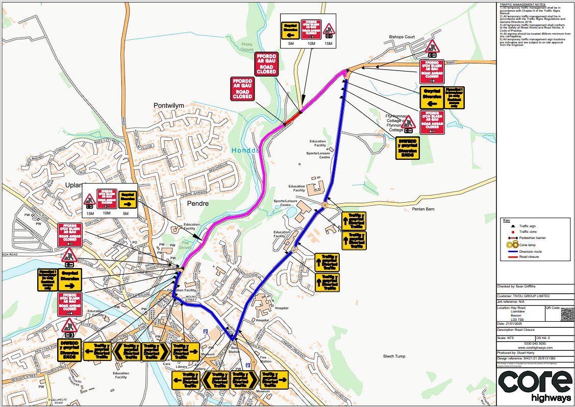 PowysHighways (@powyshighways) on Twitter photo URGENT ROAD CLOSURE: C0223 HAY ROAD, BRECON will be in place on the 23 Jan 2025 (9:30am-3:30pm) on behalf of Tivoli Group Ltd., while they do urgent tree felling works.
<a href="/PowysCC/">Powys County Council</a>
<a href="/TivoliGroupLtd/">Tivoli Group Ltd</a>
<a href="/TrafficWalesN/">Traffic Wales North & Mid</a> URGENT ROAD CLOSURE: C0223 HAY ROAD, BRECON will be in place on the 23 Jan 2025 (9:30am-3:30pm) on behalf of Tivoli Group Ltd., while they do urgent tree felling works.
<a href="/PowysCC/">Powys County Council</a>
<a href="/TivoliGroupLtd/">Tivoli Group Ltd</a>
<a href="/TrafficWalesN/">Traffic Wales North & Mid</a>