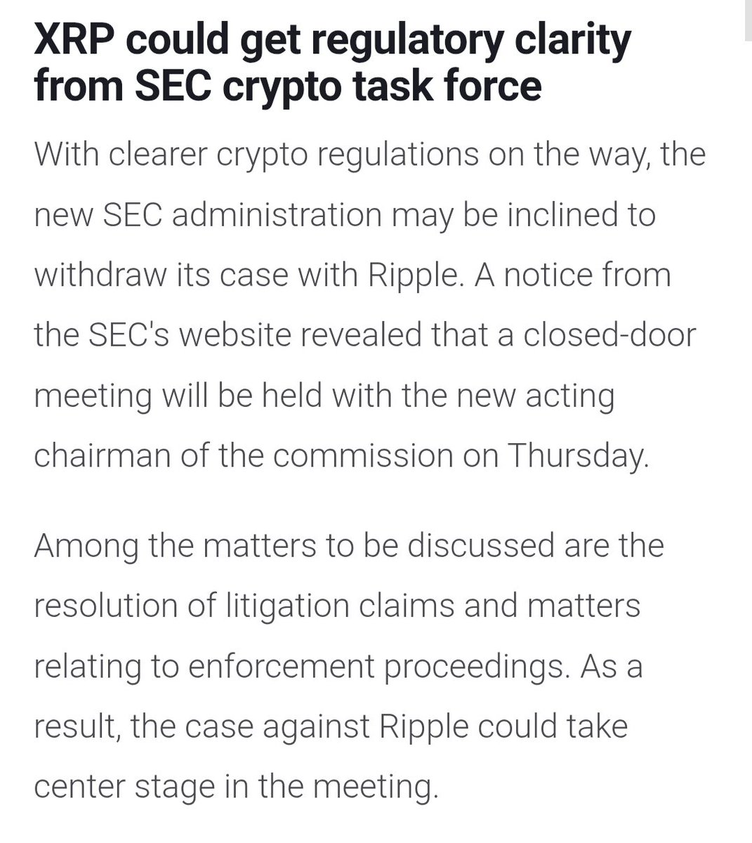 BREAKING - XRP: We may have the case dropped on Thursday